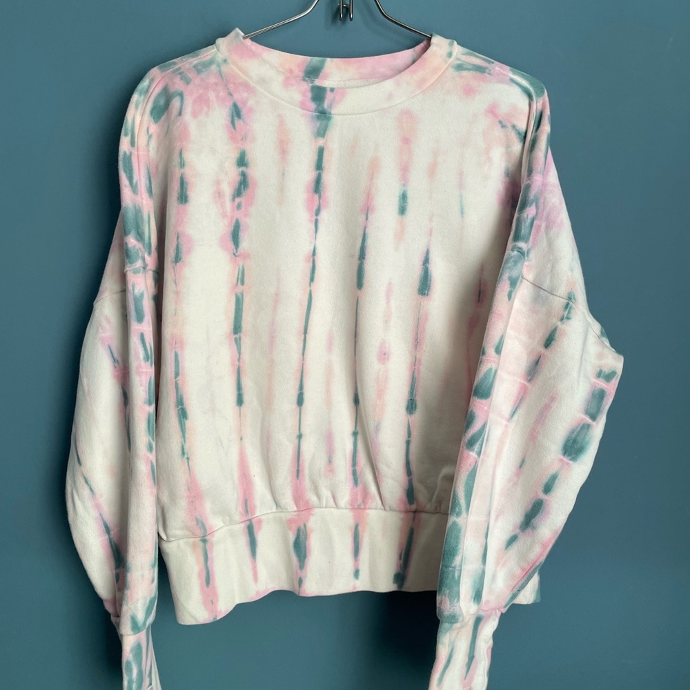 Old Navy Pastel Crew Neck Sweatshirt Pastel Tie Dye Pink Blue White Size Medium